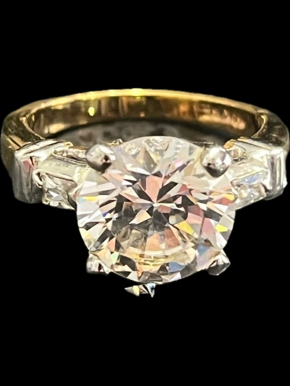 4.5ct CZ round brilliant cut baguette band wedding engagement ring silver gold
